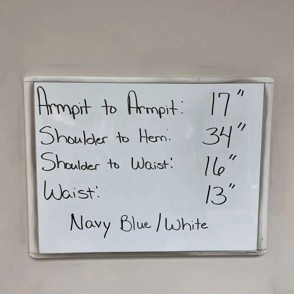 Faithfull Womens Navy Blue White Stripe Long Sleeve Tie High V-Neck Wrap Dress 2 - Picture 8 of 8